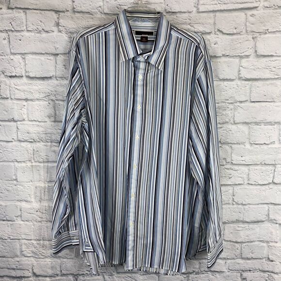 Michael Kors Longsleeve button down stripe dress shirt w/button cuffs men XXL - Picture 1 of 7
